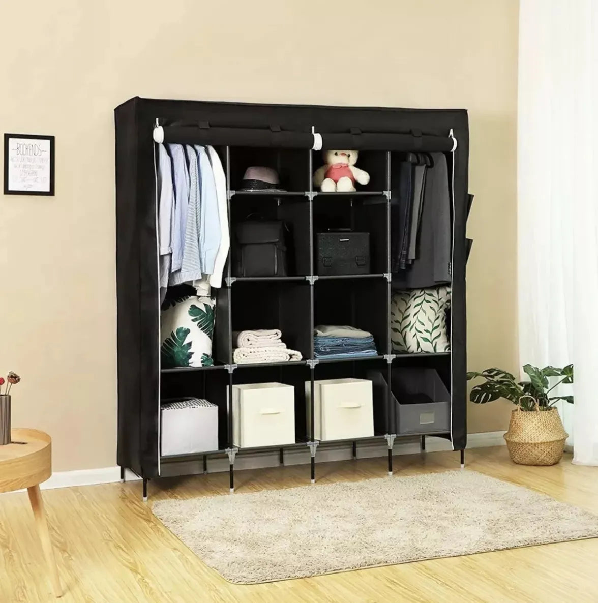 Closet Armario de Tela 4 Cuerpos + Zapatero 6 Niveles