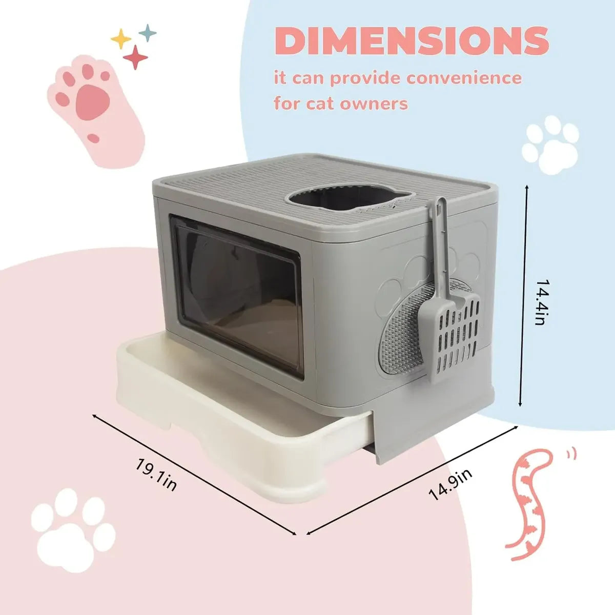 ARENERO GATO CON TAPA PLEGABLE A PRUEBA DE OLORES