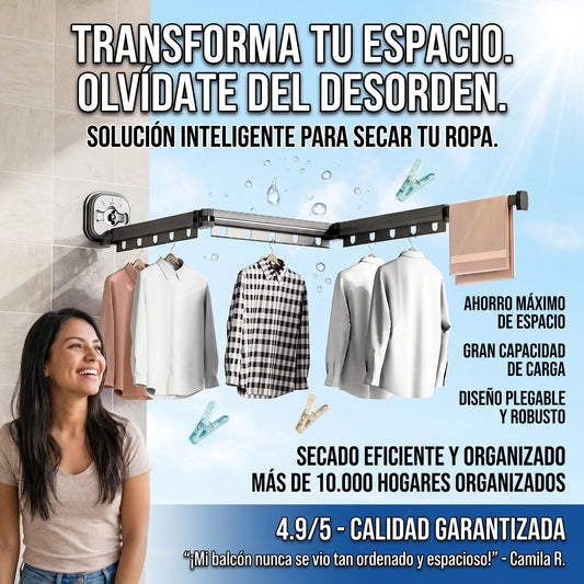 TENDEDERO DE ROPA PLEGABLE-EXTENDIBLE 3 TRAMOS