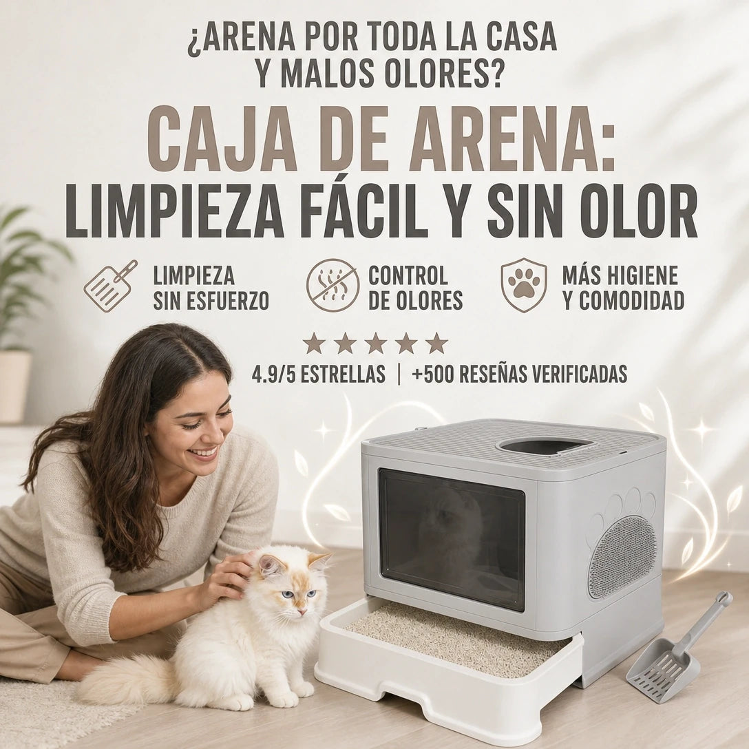 ARENERO GATO CON TAPA PLEGABLE A PRUEBA DE OLORES
